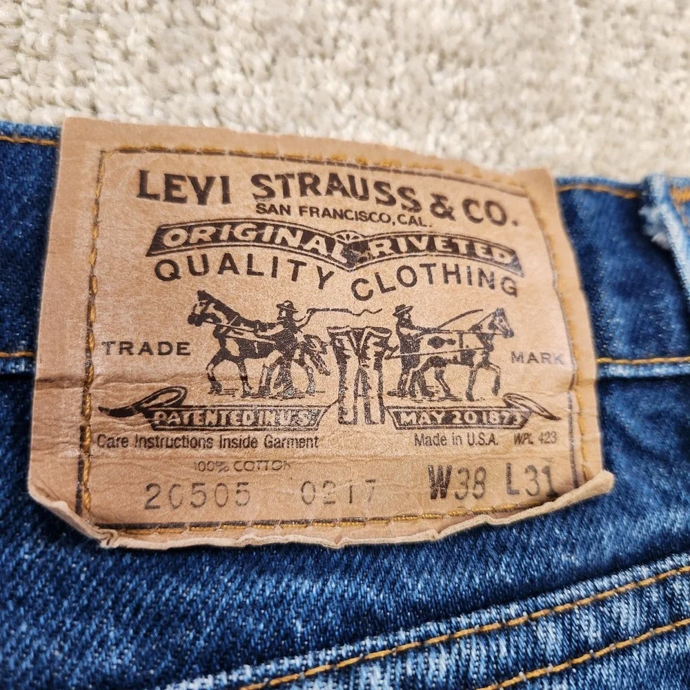 Vintage Levis 505 0217 Jeans Men 38x31 Orange Tab 80s USA Made Whiskers Straight
